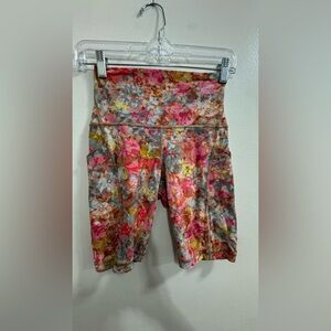 lululemon athletica Floral Multicolor Bike Shorts - Pink, Orange, Green